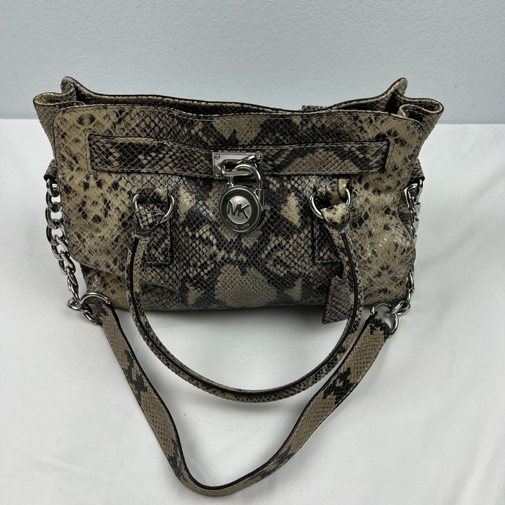 Michael Kors Hamilton Beige Python Snake Handbag - image 3